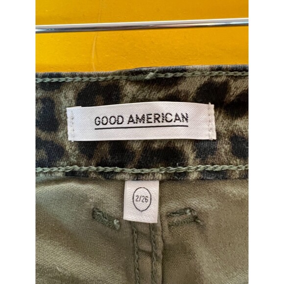 Good American Leopard Short Shorts Womens 2/26 Brown Fringe Hem Zip Fly NWT - Picture 7 of 11